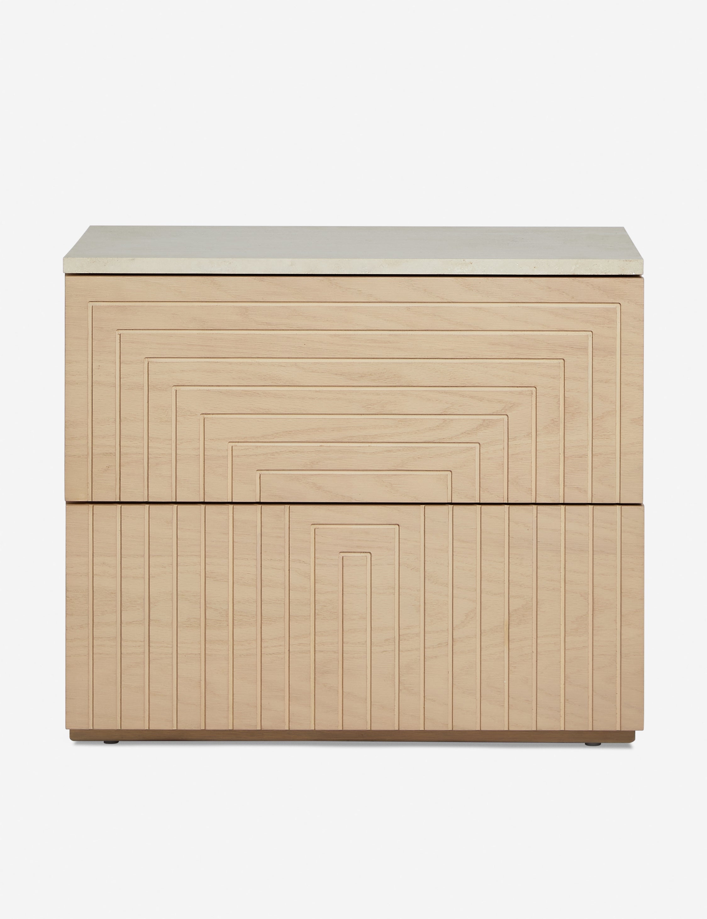 #color::natural-oak | Rayner carved linear detailing oak two drawer nighstand.