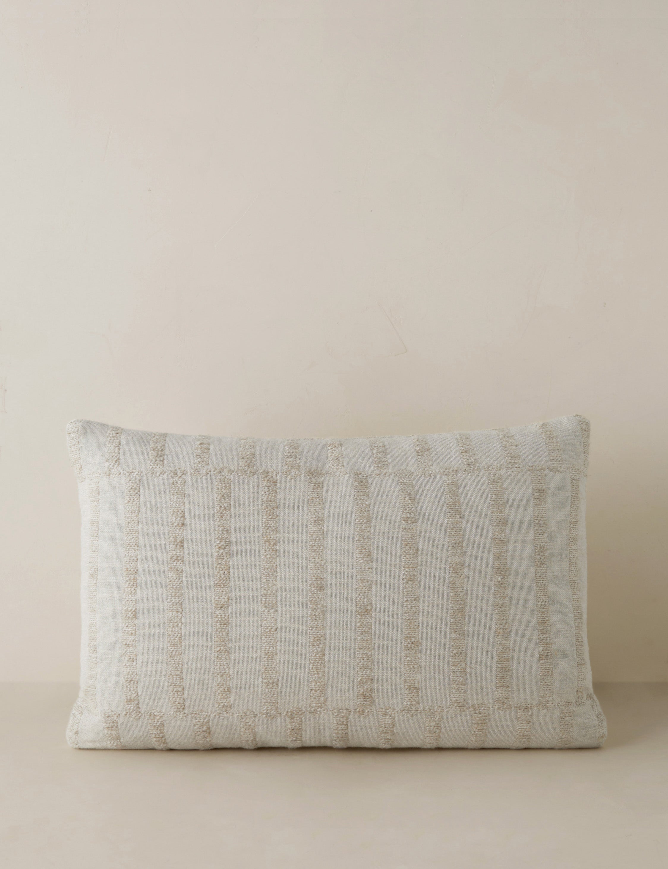 #color::natural #style::lumbar | Thisbe offset stripe lumbar pillow.